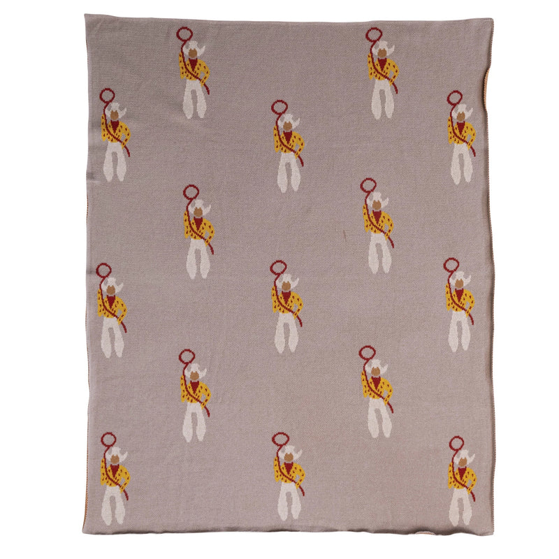 Cotton Knit Baby Blanket Cowboys