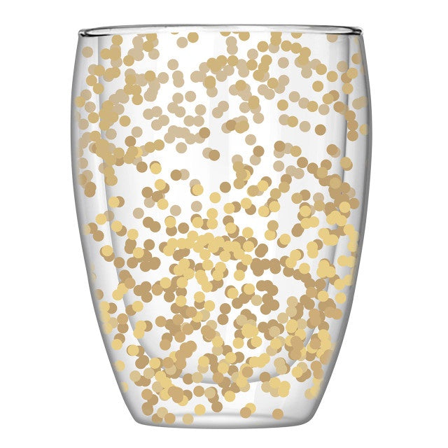 Gold Confetti Stemless Glass