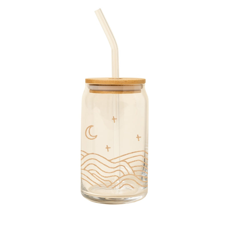Can Glass with Lid & Straw